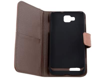 TS-CASE Crocodile Pattern Genuine Leather Wallet Case for Samsung Ativ S I8750 - Brown