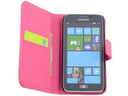 TS-CASE Crocodile Pattern Genuine Leather Wallet Case for Samsung Ativ S I8750 - Pink