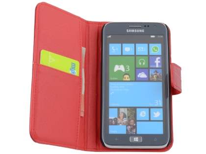 TS-CASE Crocodile Pattern Genuine Leather Wallet Case for Samsung Ativ S I8750 - Red
