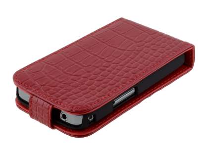 TS-CASE Crocodile Pattern Genuine Leather Flip Case for Samsung S5830 Galaxy Ace - Red