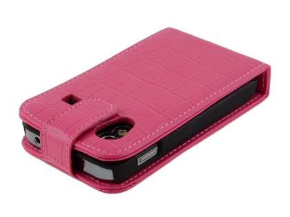 TS-CASE Crocodile Pattern Genuine Leather Flip Case for Samsung S5830 Galaxy Ace - Pink