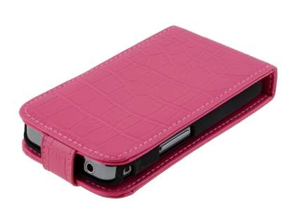 TS-CASE Crocodile Pattern Genuine Leather Flip Case for Samsung S5830 Galaxy Ace - Pink