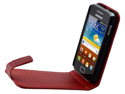 TS-CASE Crocodile Pattern Genuine Leather Flip Case for Samsung S5830 Galaxy Ace - Red