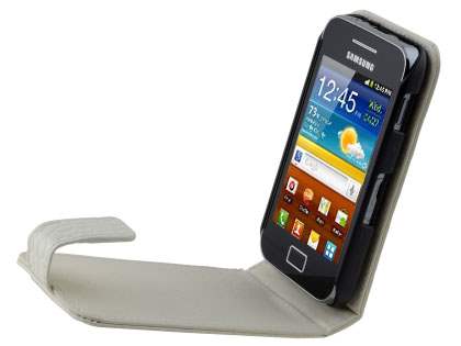 TS-CASE Crocodile Pattern Genuine Leather Flip Case for Samsung S5830 Galaxy Ace - Pearl White