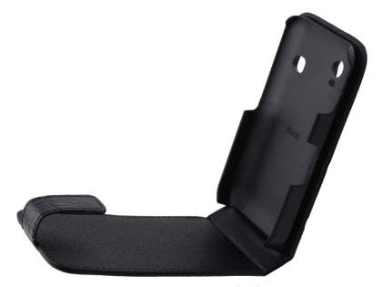 TS-CASE Crocodile Pattern Genuine Leather Flip Case for Samsung S5830 Galaxy Ace - Classic Black