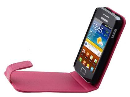 TS-CASE Crocodile Pattern Genuine Leather Flip Case for Samsung S5830 Galaxy Ace - Pink