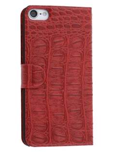 Synthetic Crocodile Leather Portfolio Case with Stand for iPod Touch 5/6 - Red