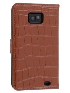 TS-CASE Crocodile Pattern Genuine Leather Wallet Case for Samsung I9100 Galaxy S II - Brown TS-CASE Crocodile Pattern Genuine Leather Wallet Case for Samsung I9100 Galaxy S II - Brown
