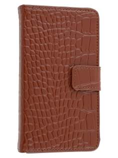 TS-CASE Crocodile Pattern Genuine Leather Wallet Case for Samsung I9100 Galaxy S II - Brown