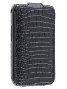 Crocodile Pattern Synthetic Leather Flip Case for Samsung Galaxy Ace S5830 - Classic Black