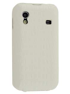 Crocodile Pattern Synthetic Leather Flip Case for Samsung Galaxy Ace S5830 - Pearl White