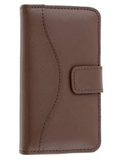 TS-CASE Genuine Leather Wallet Case for iPhone 4/4S - Brown