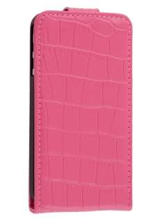 TS-CASE Crocodile Pattern Genuine Leather Flip Case for iPhone 4S/4 - Pink