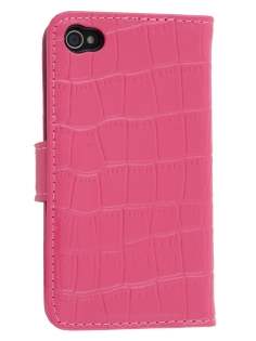TS-CASE crocodile pattern Genuine leather Wallet Case for iPhone 4 /4S - Pink TS-CASE crocodile pattern Genuine leather Wallet Case for iPhone 4 /4S - Pink