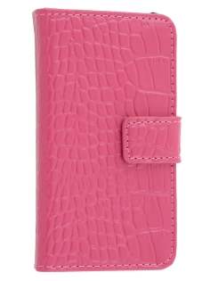 TS-CASE crocodile pattern Genuine leather Wallet Case for iPhone 4 /4S - Pink