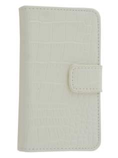 TS-CASE crocodile pattern Genuine leather Wallet Case for iPhone 4 /4S - Pearl White