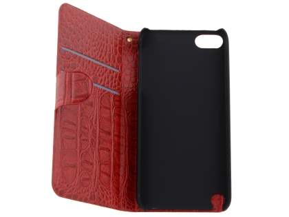 Synthetic Crocodile Leather Portfolio Case with Stand for iPod Touch 5/6 - Red