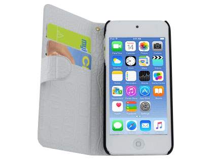 Synthetic Crocodile Leather Portfolio Case with Stand for iPod Touch 5/6 - Pearl White