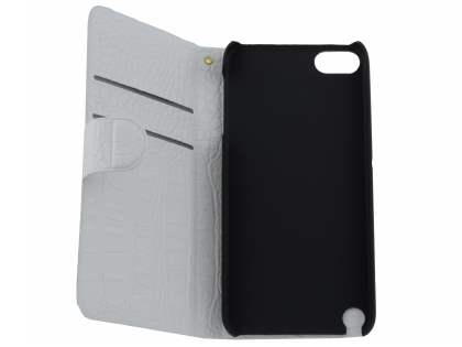 Synthetic Crocodile Leather Portfolio Case with Stand for iPod Touch 5/6 - Pearl White