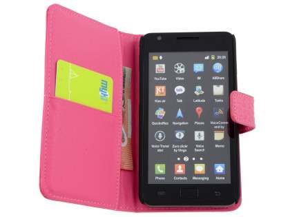 TS-CASE crocodile pattern Genuine leather Wallet Case for Samsung I9100 Galaxy S II - Pink