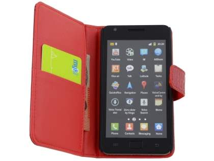 TS-CASE crocodile pattern Genuine leather Wallet Case for Samsung I9100 Galaxy S II - Red