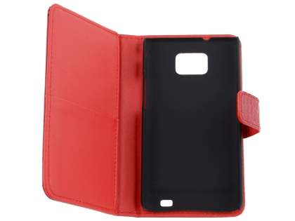 TS-CASE crocodile pattern Genuine leather Wallet Case for Samsung I9100 Galaxy S II - Red