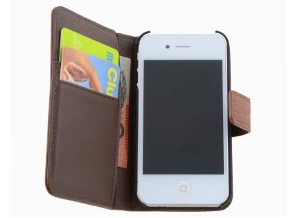 TS-CASE crocodile pattern Genuine leather Wallet Case for iPhone 4 /4S - Brown