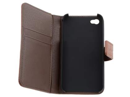 TS-CASE crocodile pattern Genuine leather Wallet Case for iPhone 4 /4S - Brown