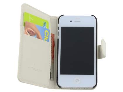 TS-CASE crocodile pattern Genuine leather Wallet Case for iPhone 4 /4S - Pearl White