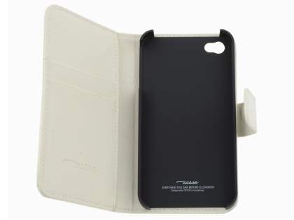 TS-CASE crocodile pattern Genuine leather Wallet Case for iPhone 4 /4S - Pearl White