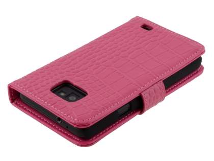 TS-CASE crocodile pattern Genuine leather Wallet Case for Samsung I9100 Galaxy S II - Pink