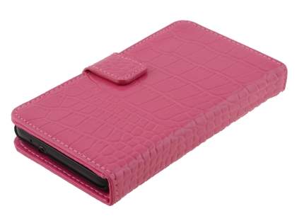 TS-CASE crocodile pattern Genuine leather Wallet Case for Samsung I9100 Galaxy S II - Pink