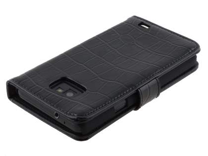 TS-CASE crocodile pattern Genuine leather Wallet Case for Samsung I9100 Galaxy S II - Classic Black