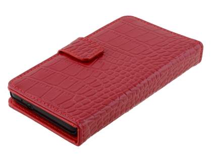 TS-CASE crocodile pattern Genuine leather Wallet Case for Samsung I9100 Galaxy S II - Red