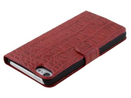 Synthetic Crocodile Leather Portfolio Case with Stand for iPod Touch 5/6 - Red