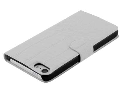 Synthetic Crocodile Leather Portfolio Case with Stand for iPod Touch 5/6 - Pearl White