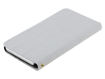 Synthetic Crocodile Leather Portfolio Case with Stand for iPod Touch 5/6 - Pearl White