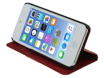 Synthetic Crocodile Leather Portfolio Case with Stand for iPod Touch 5/6 - Red