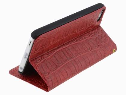 Synthetic Crocodile Leather Portfolio Case with Stand for iPod Touch 5/6 - Red