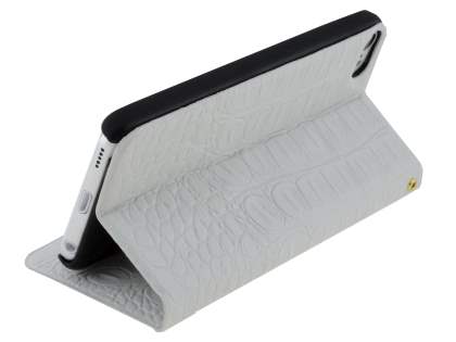 Synthetic Crocodile Leather Portfolio Case with Stand for iPod Touch 5/6 - Pearl White