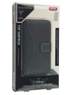 TS-CASE Genuine Leather Wallet Case for iPhone 4/4S - Black