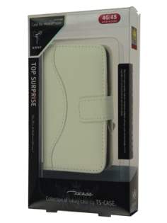 TS-CASE Genuine Leather Wallet Case for iPhone 4/4S - Cream
