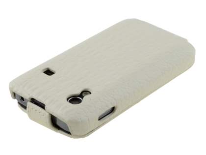 Crocodile Pattern Synthetic Leather Flip Case for Samsung Galaxy Ace S5830 - Pearl White