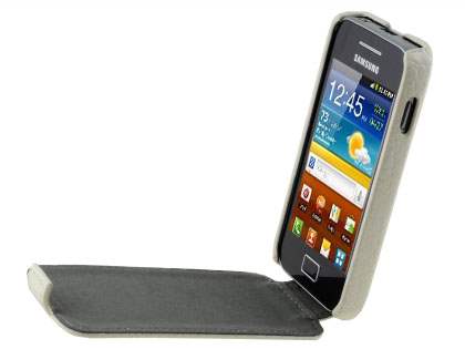 Crocodile Pattern Synthetic Leather Flip Case for Samsung Galaxy Ace S5830 - Pearl White