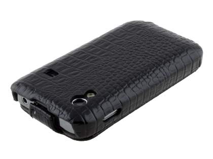 Crocodile Pattern Synthetic Leather Flip Case for Samsung Galaxy Ace S5830 - Classic Black
