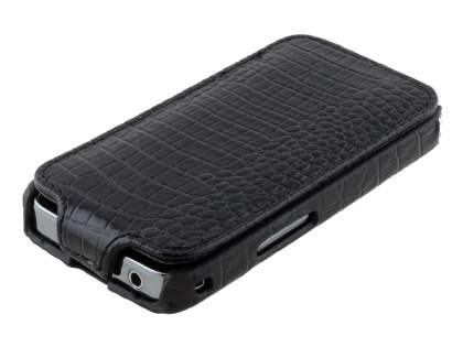 Crocodile Pattern Synthetic Leather Flip Case for Samsung Galaxy Ace S5830 - Classic Black