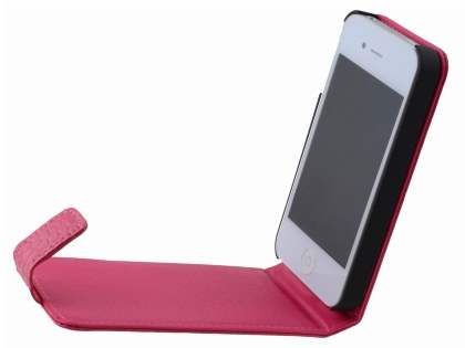 TS-CASE Crocodile Pattern Genuine Leather Flip Case for iPhone 4S/4 - Pink