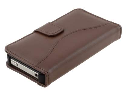 TS-CASE Genuine Leather Wallet Case for iPhone 4/4S - Brown