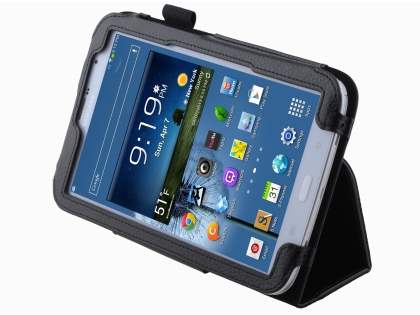 Synthetic Leather Flip Case with Fold-Back Stand for Samsung Galaxy Note 8.0 Tablet - Classic Black