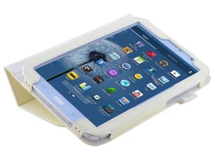 Synthetic Leather Flip Case with Fold-Back Stand for Samsung Galaxy Note 8.0 Tablet - Ivory